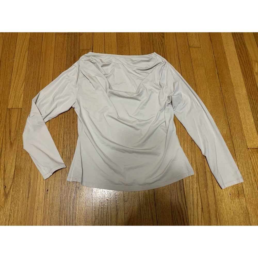 Abercrombie & Fitch Beige Modal Collection Draped Cowl Back Long Sleeve Top L